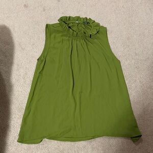 Ann Taylor Green Sleeveless Ruffle Blouse